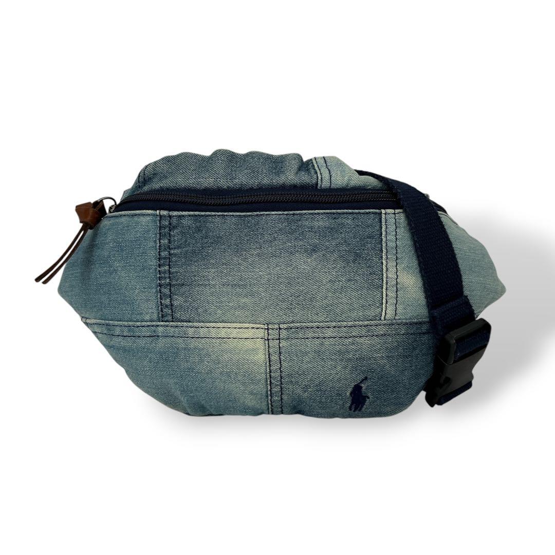 美品　ポロラルフローレン　ボディバッグ　デニム　パッチワーク　ウエストポーチ　青