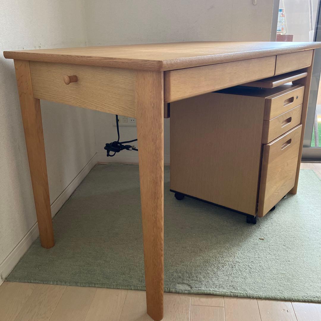 カリモク　学習机①机のみ『①と②ワゴン引き出し2点セット』