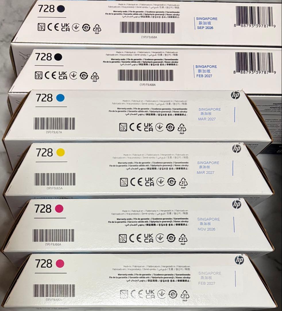 HP728純正インク 計6個　期限2026/SEP〜2027/MAR