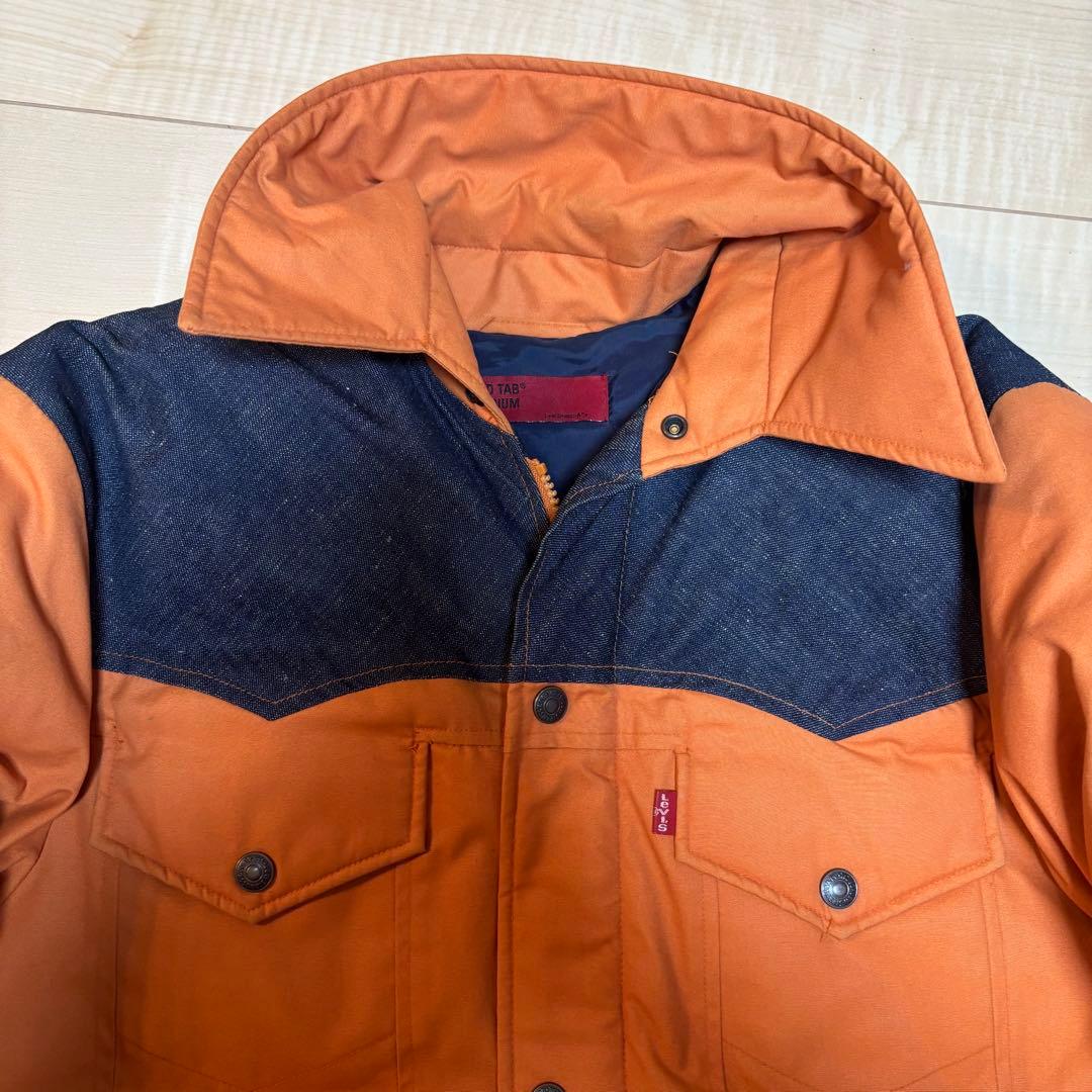 Levi's RED TAB ダウンジャケット オレンジ 濃紺デニム Mサイズ