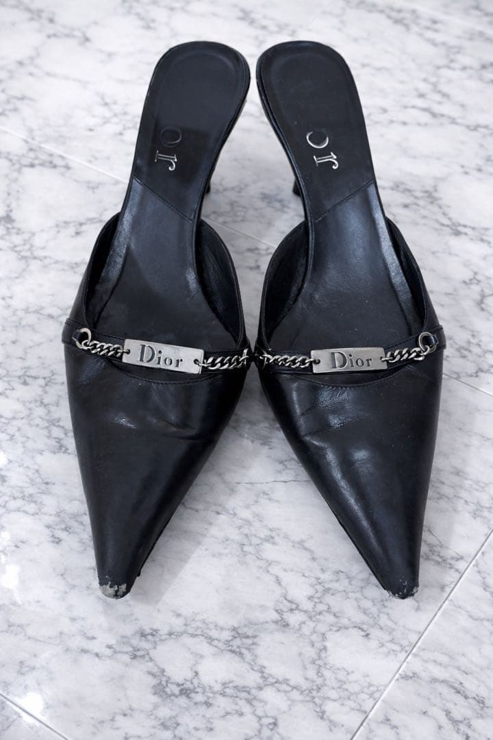 Dior ブラック ハイヒール・ミュール37.5 1/2