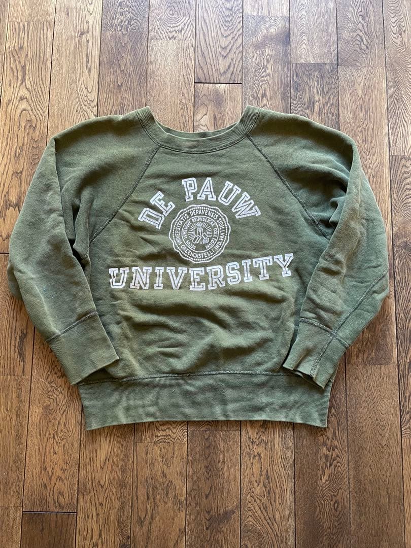 スウェット　60s カーキ　オリーブグリーン　ヴィンテージ ラバープリント