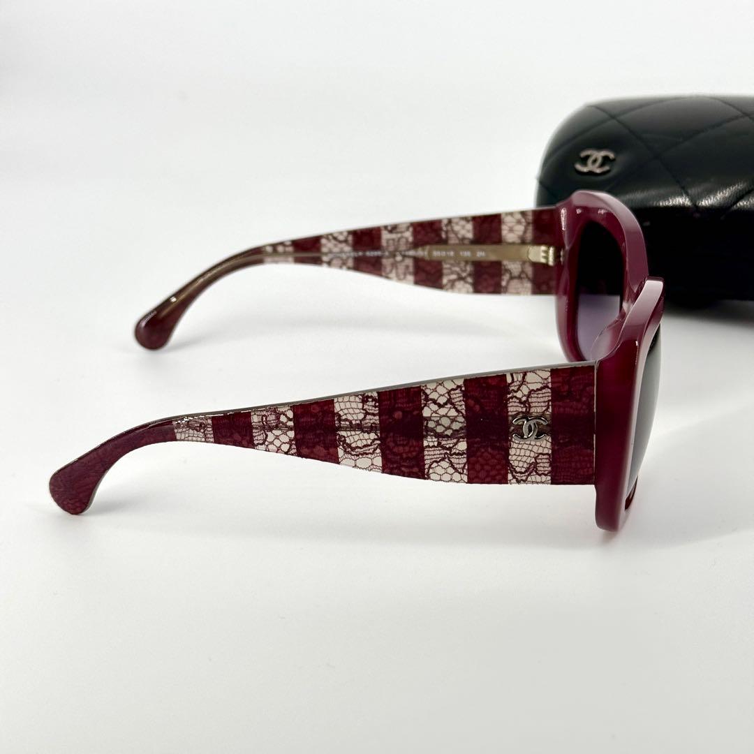 CHANEL サングラス 5295-A レッド レース ストライプ ココマーク