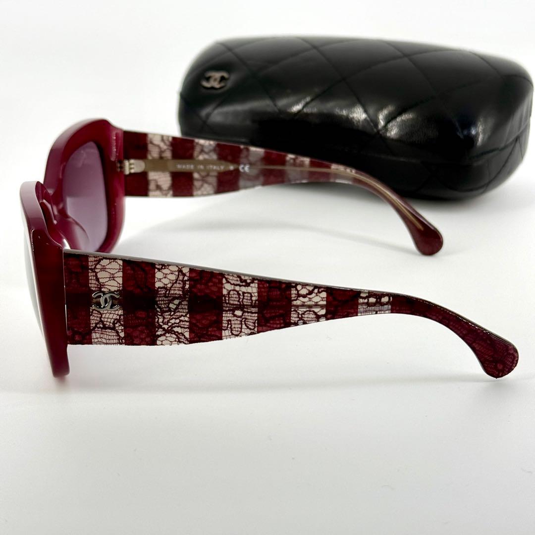CHANEL サングラス 5295-A レッド レース ストライプ ココマーク