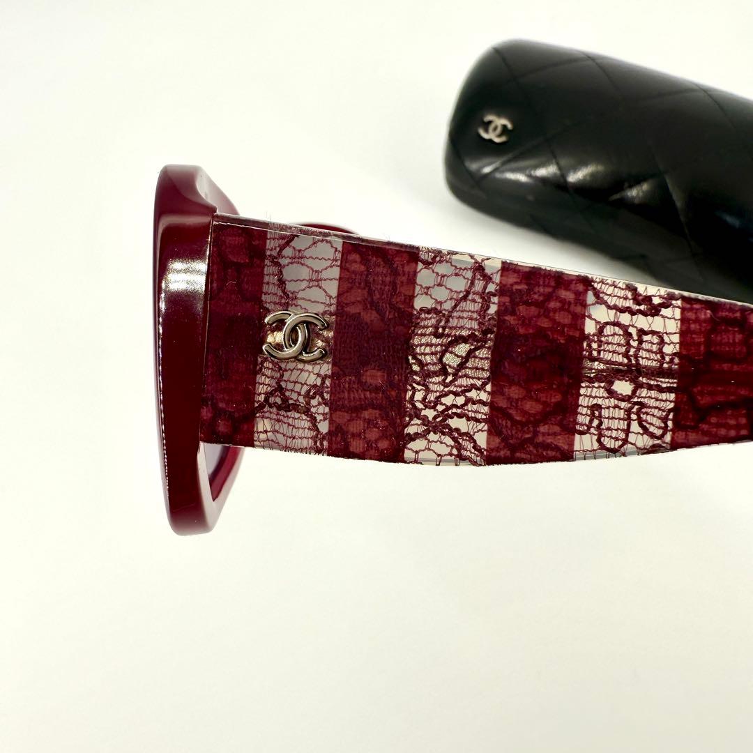 CHANEL サングラス 5295-A レッド レース ストライプ ココマーク