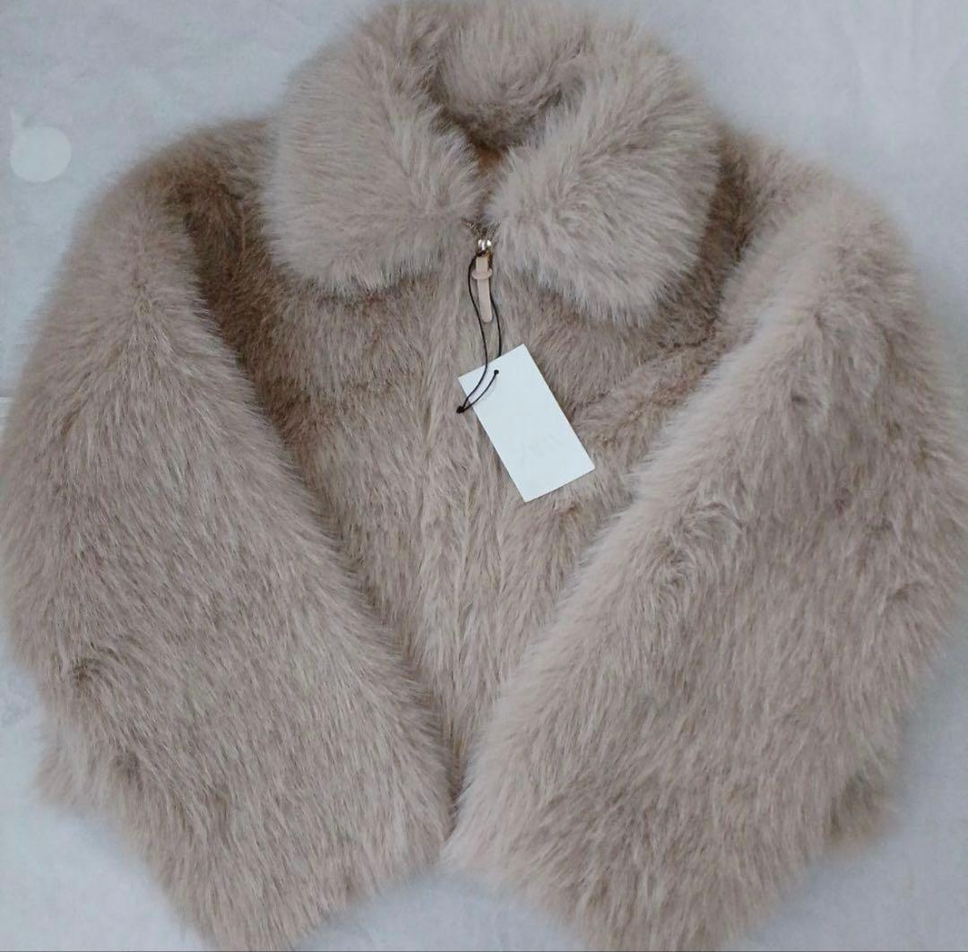 ZARA ダブルフェイス フェイクファージャケット S モールグレー