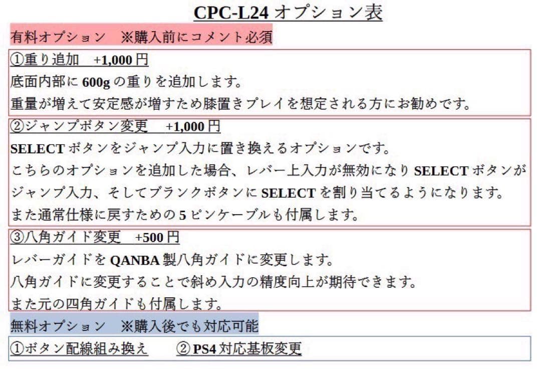 【CPC-L24】アーケードコントローラー　アケコン　24mm φ24 増設
