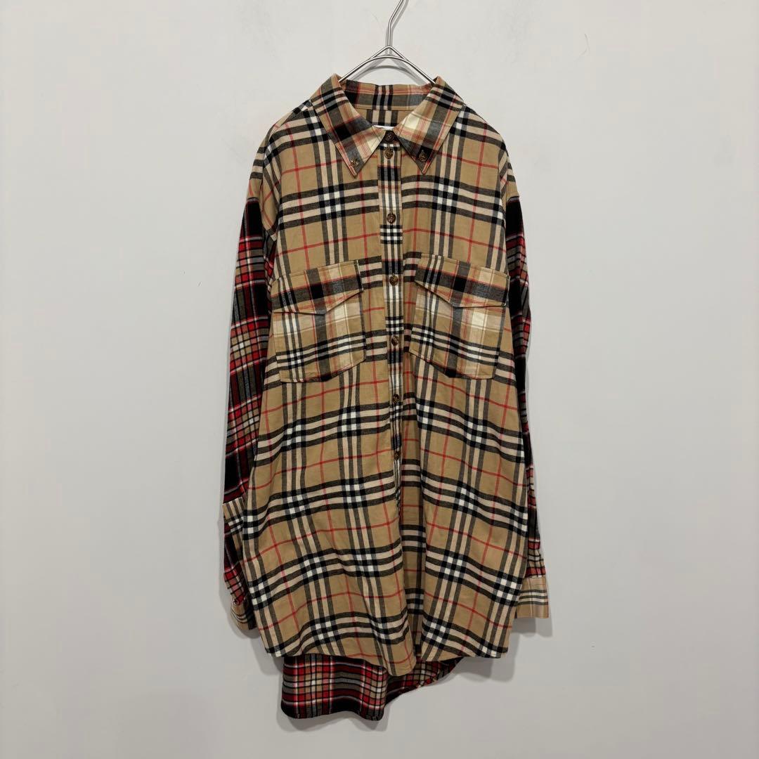 美品　バーバリー　ノバチェック　切替　パッチワーク　シャツ　クレイジー　マルチ