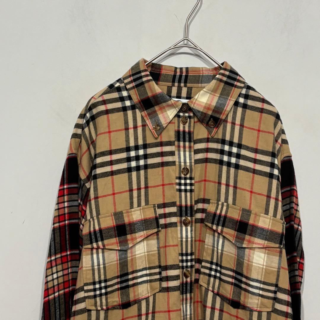美品　バーバリー　ノバチェック　切替　パッチワーク　シャツ　クレイジー　マルチ