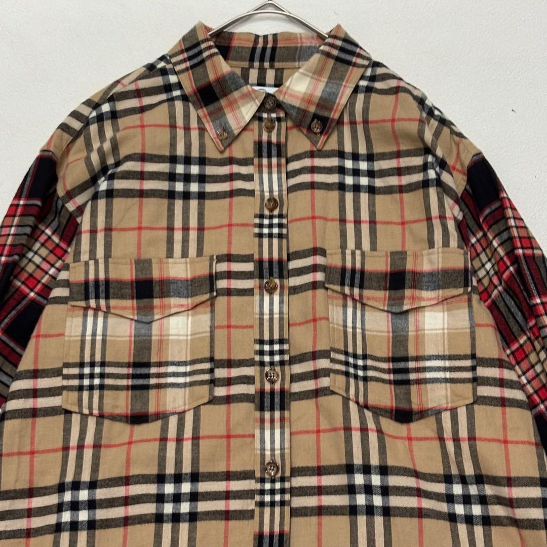 美品　バーバリー　ノバチェック　切替　パッチワーク　シャツ　クレイジー　マルチ