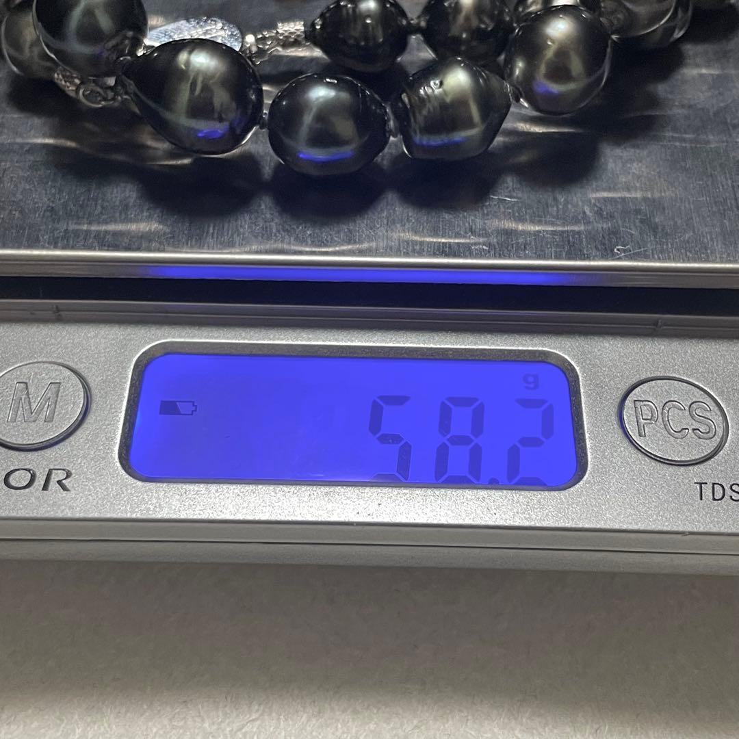 はっぱ5 【2点セット✨黒蝶真珠】ネックレス イヤリング 9.0-11.