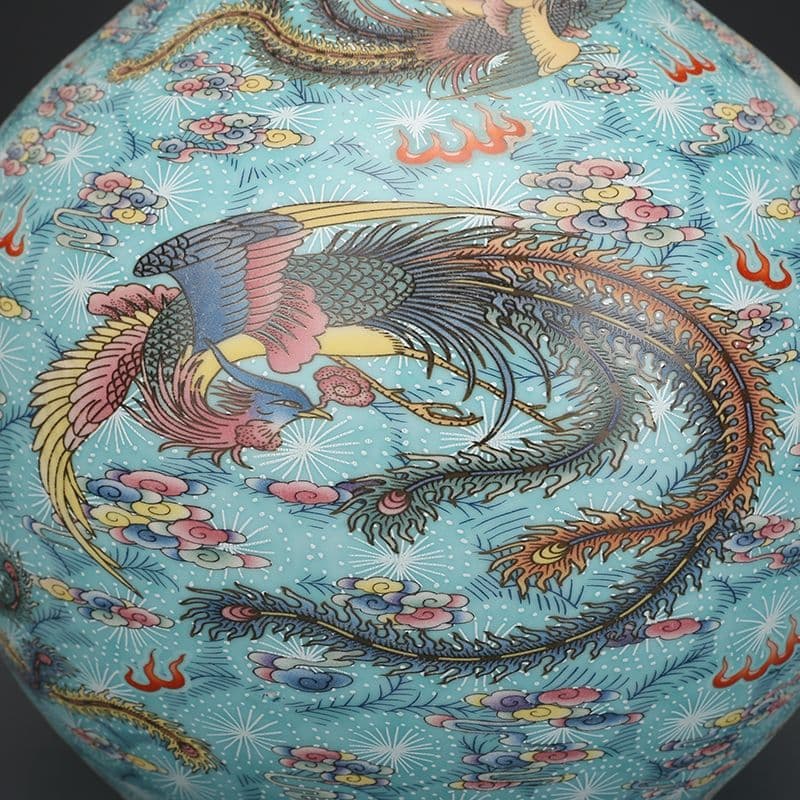 清雍正琺瑯彩鳳紋帯夜光賞瓶 景徳鎮 陶磁器 装飾品 現代工芸品 美術品 置物