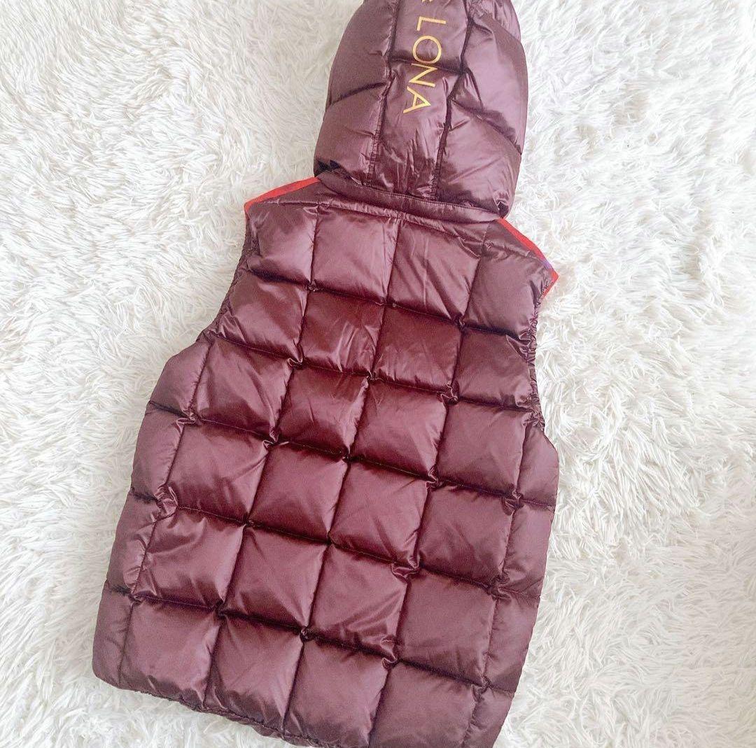 美品　マークアンドロナ　2way ダウンベスト　レッド×ブラウン