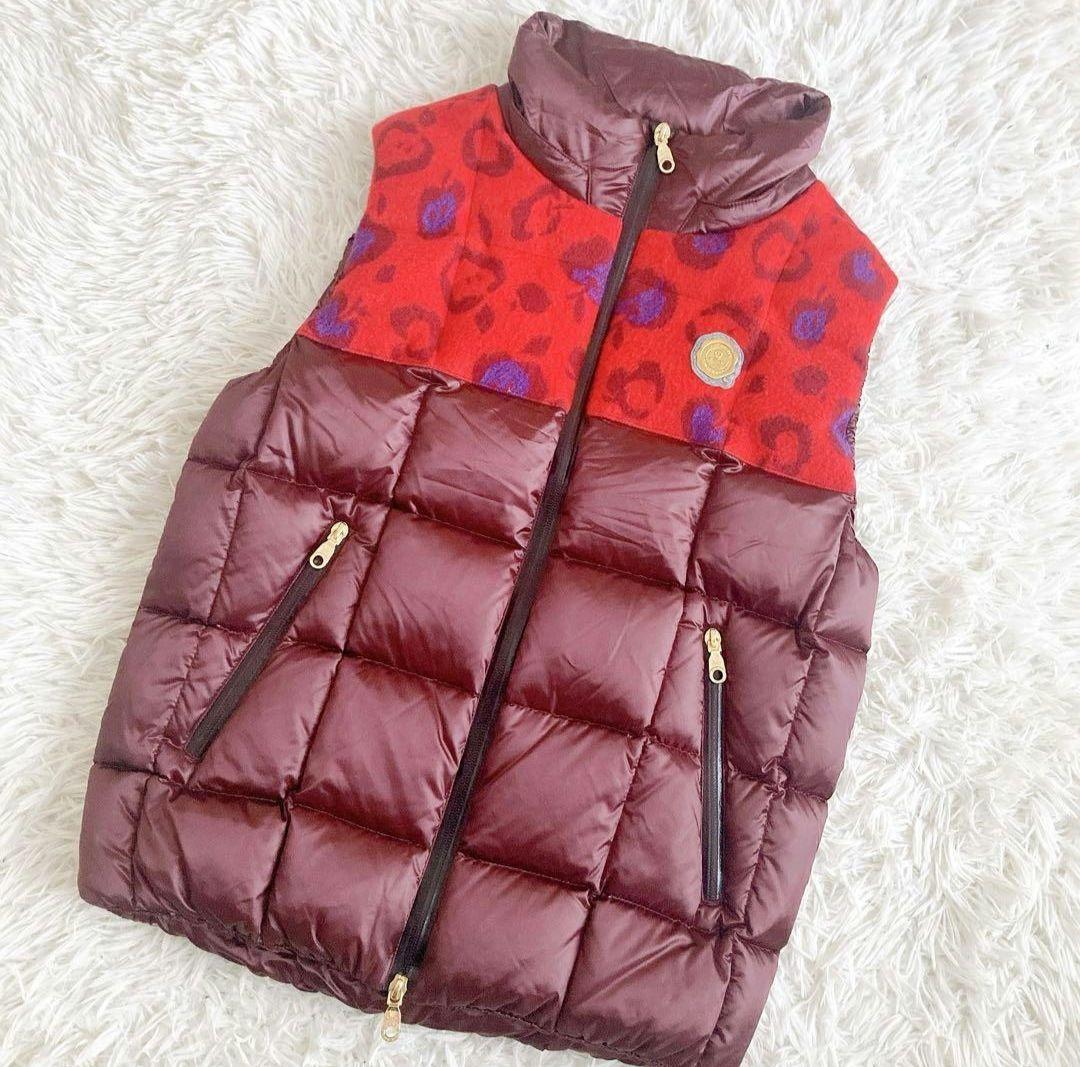 美品　マークアンドロナ　2way ダウンベスト　レッド×ブラウン
