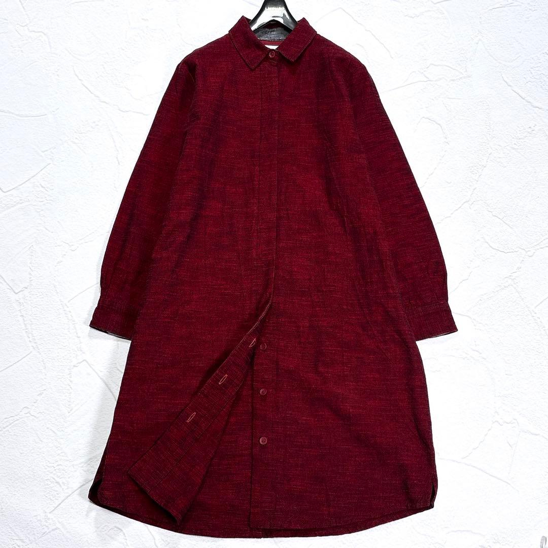 美品✨ギエモン　久留米絣　シャツ　チュニック　ワンピース　ロゴボタン　比翼　近年
