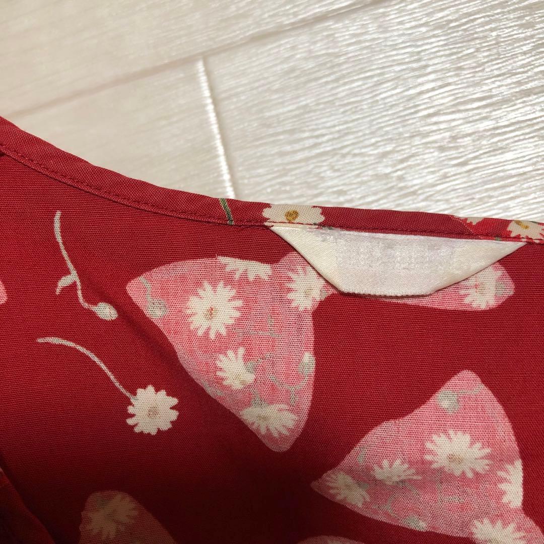 ピンクハウス マーガレット リボン ピンタック はしごレース 7分袖 ワンピース