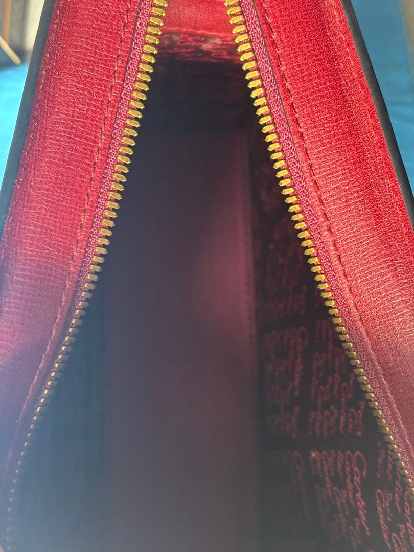 Cartier レザー クラッチバッグ レッド 箱付き