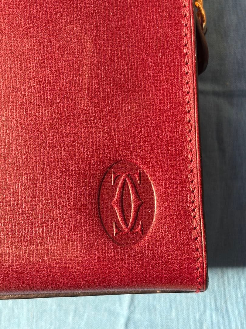 Cartier レザー クラッチバッグ レッド 箱付き