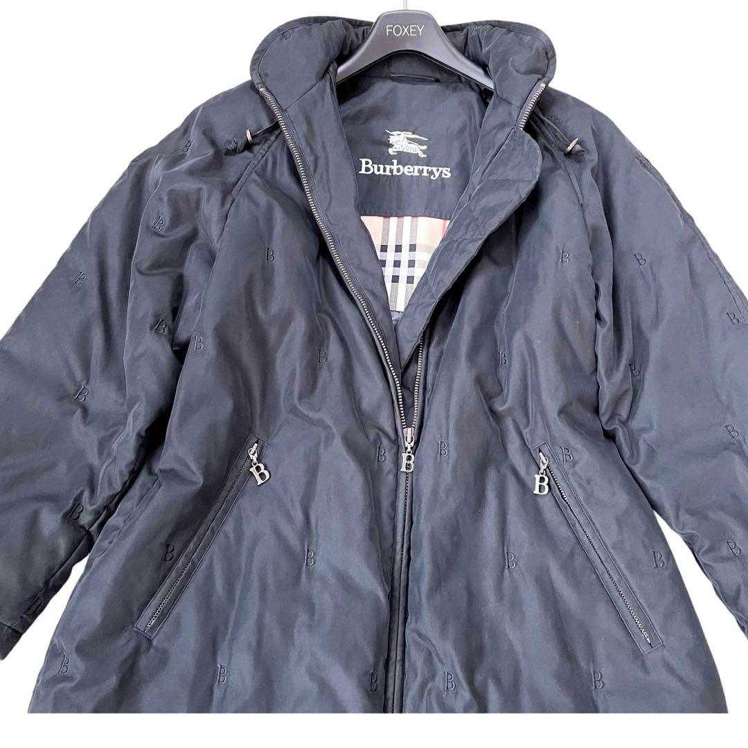 希少✨バーバリー　モッズコート　Bロゴ　B金具　ノバチェック　フード収納可能　黒
