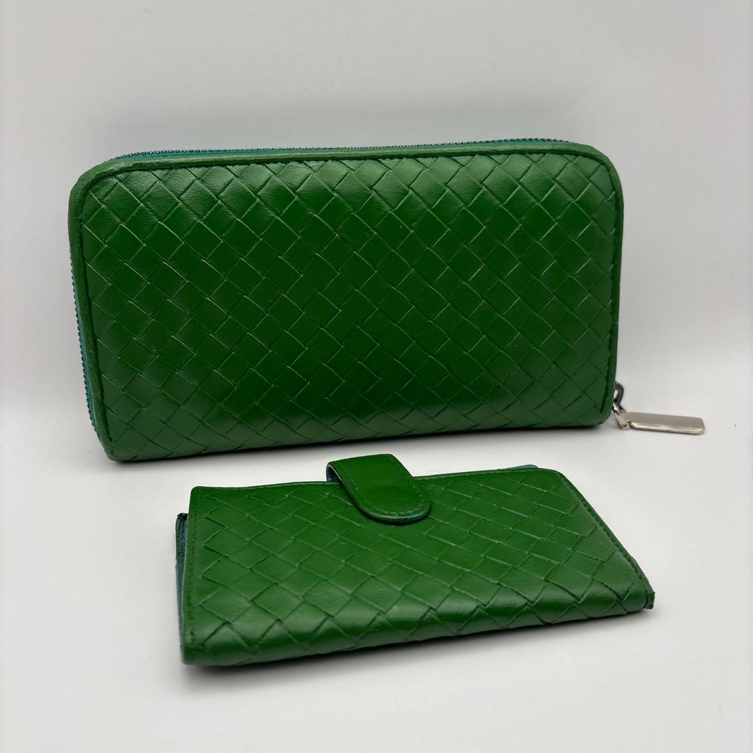 ◆正規品◆ボッティガヴェネタイントレチャート ラウンドファスナー長財布オマケ付き