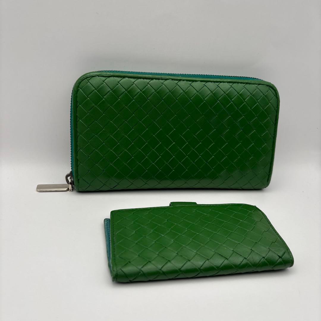 ◆正規品◆ボッティガヴェネタイントレチャート ラウンドファスナー長財布オマケ付き