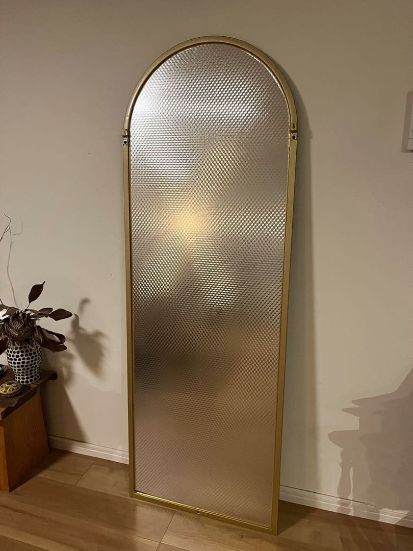 【最終値下げ】窓アーチ型 全身鏡　ウォールミラー　壁掛け鏡 姿見2wayゴールド