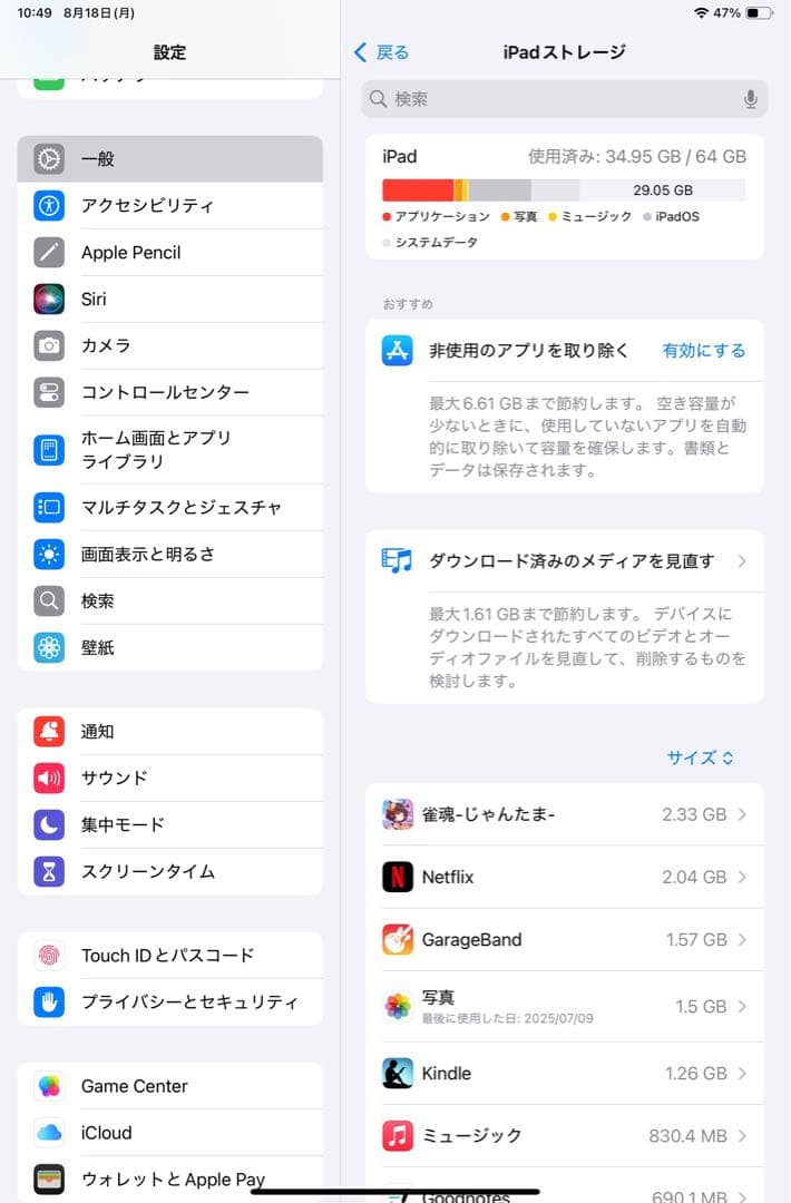 【美品】Apple iPad mini 6 Wi-Fiモデル 64GB 95%