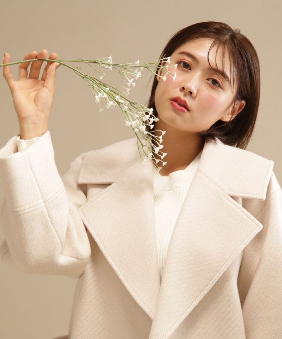 JILL by JILL STUART ホワイト ウール混合 ピーコート