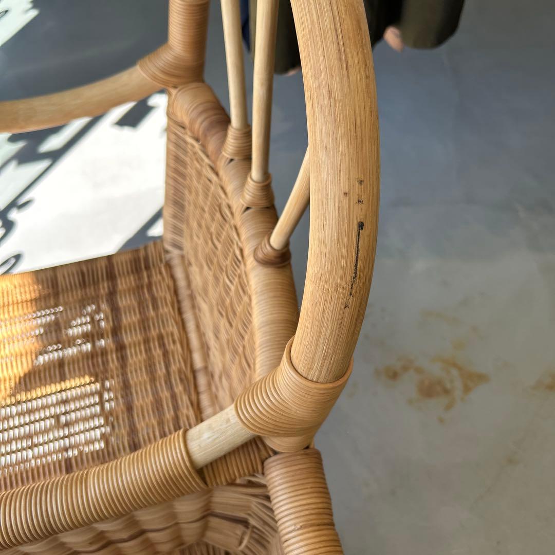 チェア付きベビーベッド　ラタンゆりかご