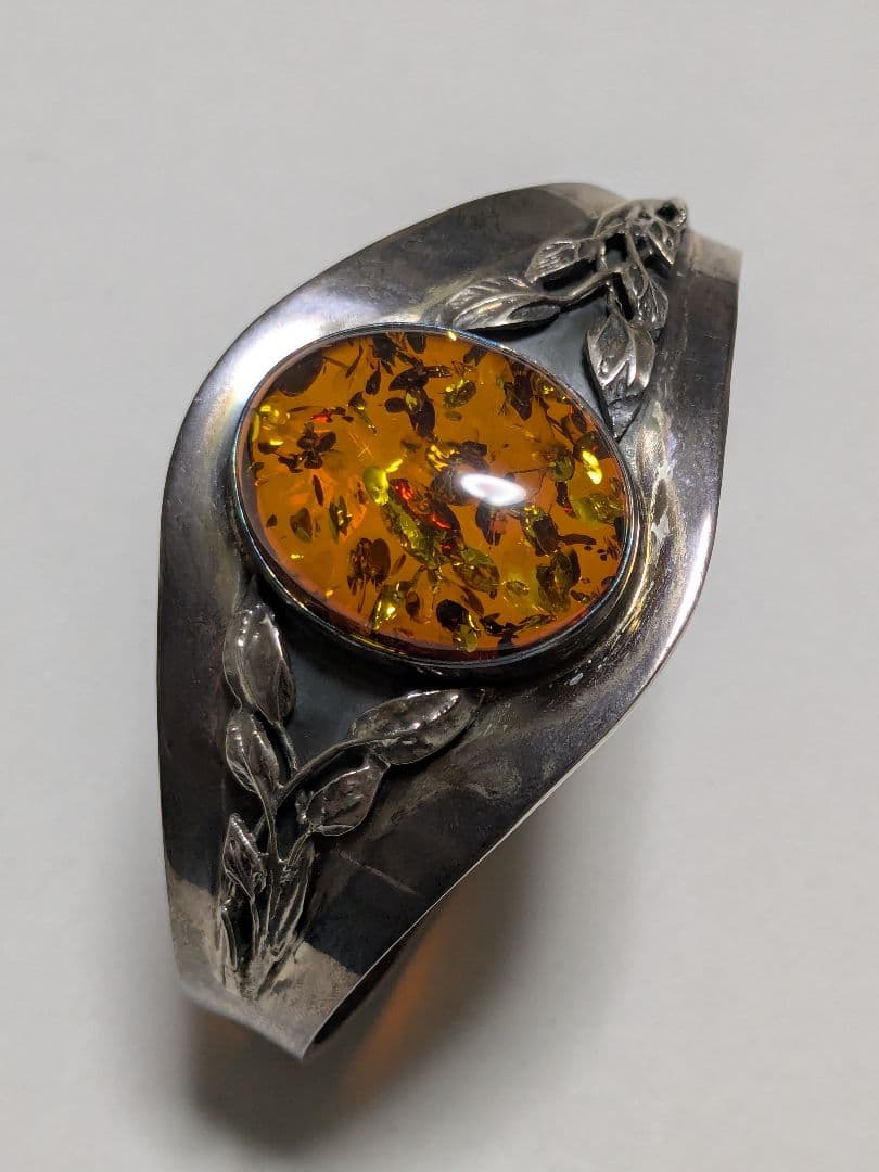 天然琥珀 バングル SV925 ヴィンテージ