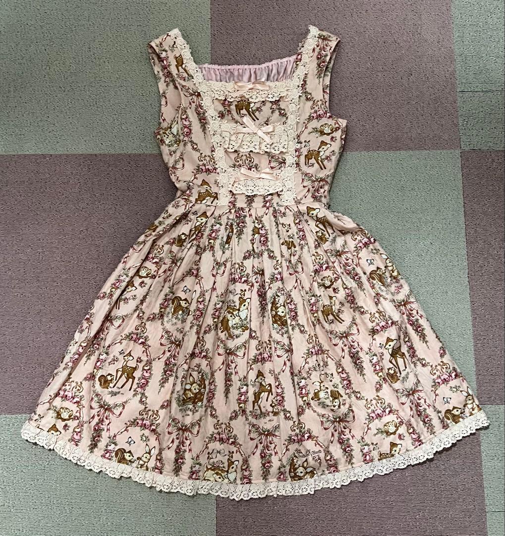 森の動物柄ジャンパースカート Innocent World