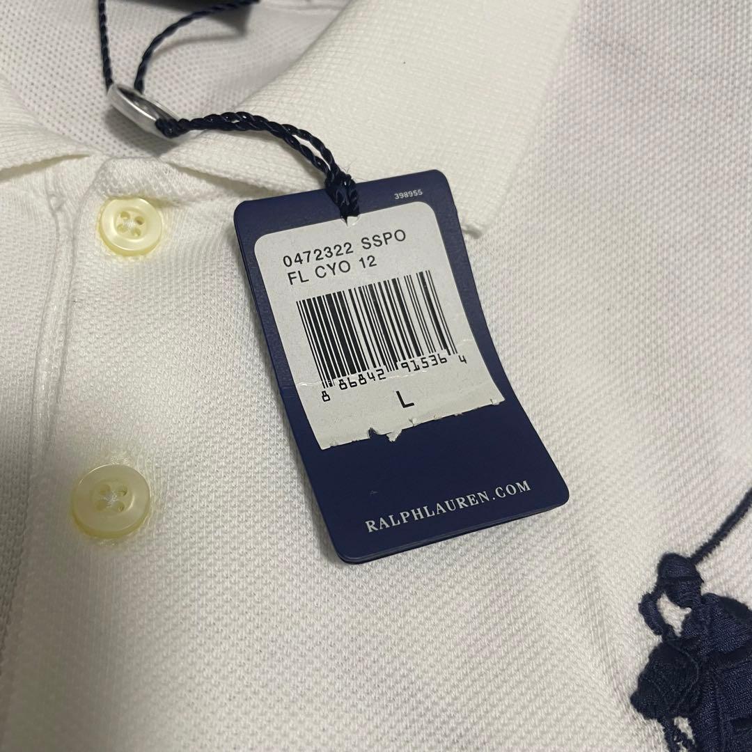新品未使用　ラルフローレン　半袖ポロシャツ　ビッグポニー　刺繍　L ホワイト