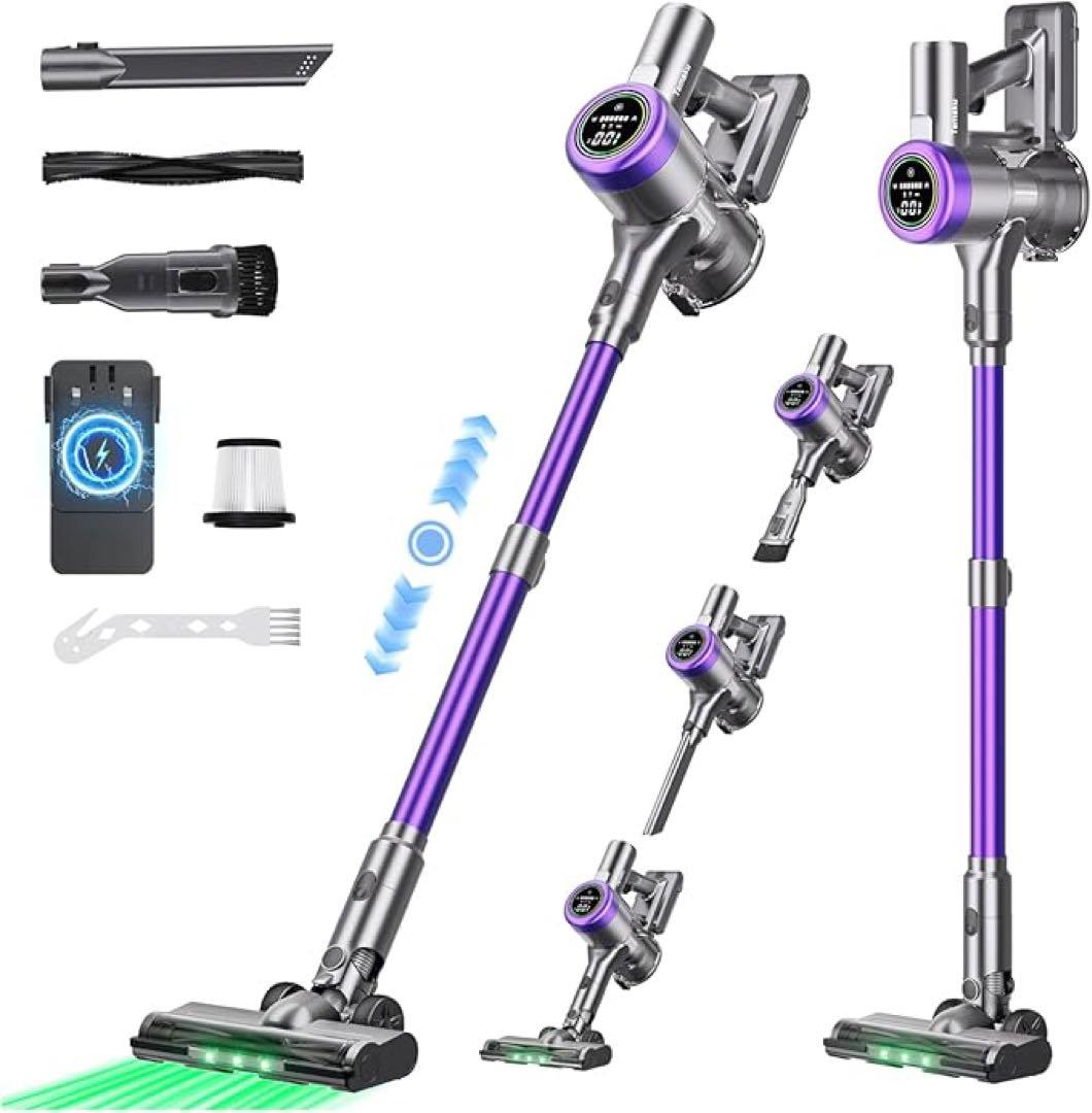 【新品】コードレス掃除機 80KPa超強力吸引／最大65分連続稼働／自立式／AI