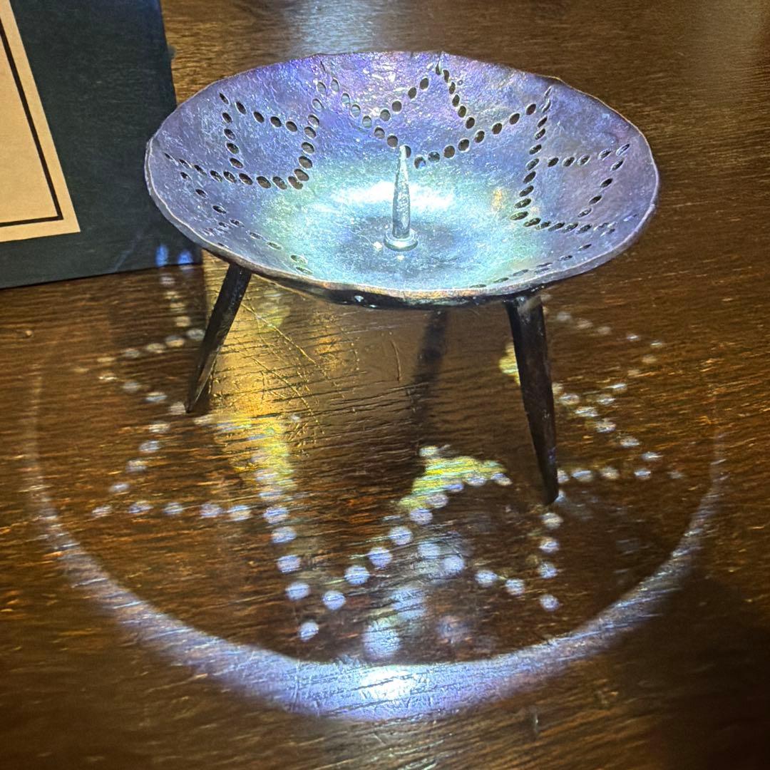 鐵製　透かし燭台　ろうそく立て 大1小2