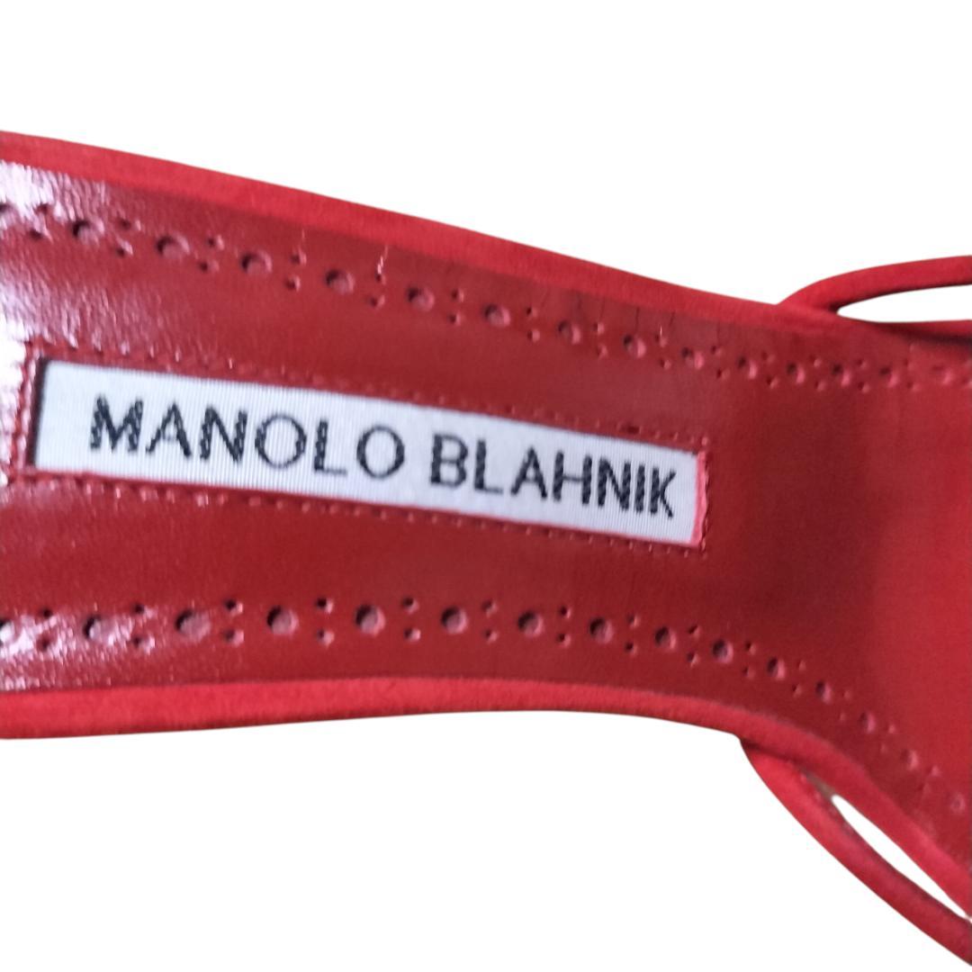 【美品・箱付き】マノロブラニク サンダル ミュール レッド 赤 22.5cm相当