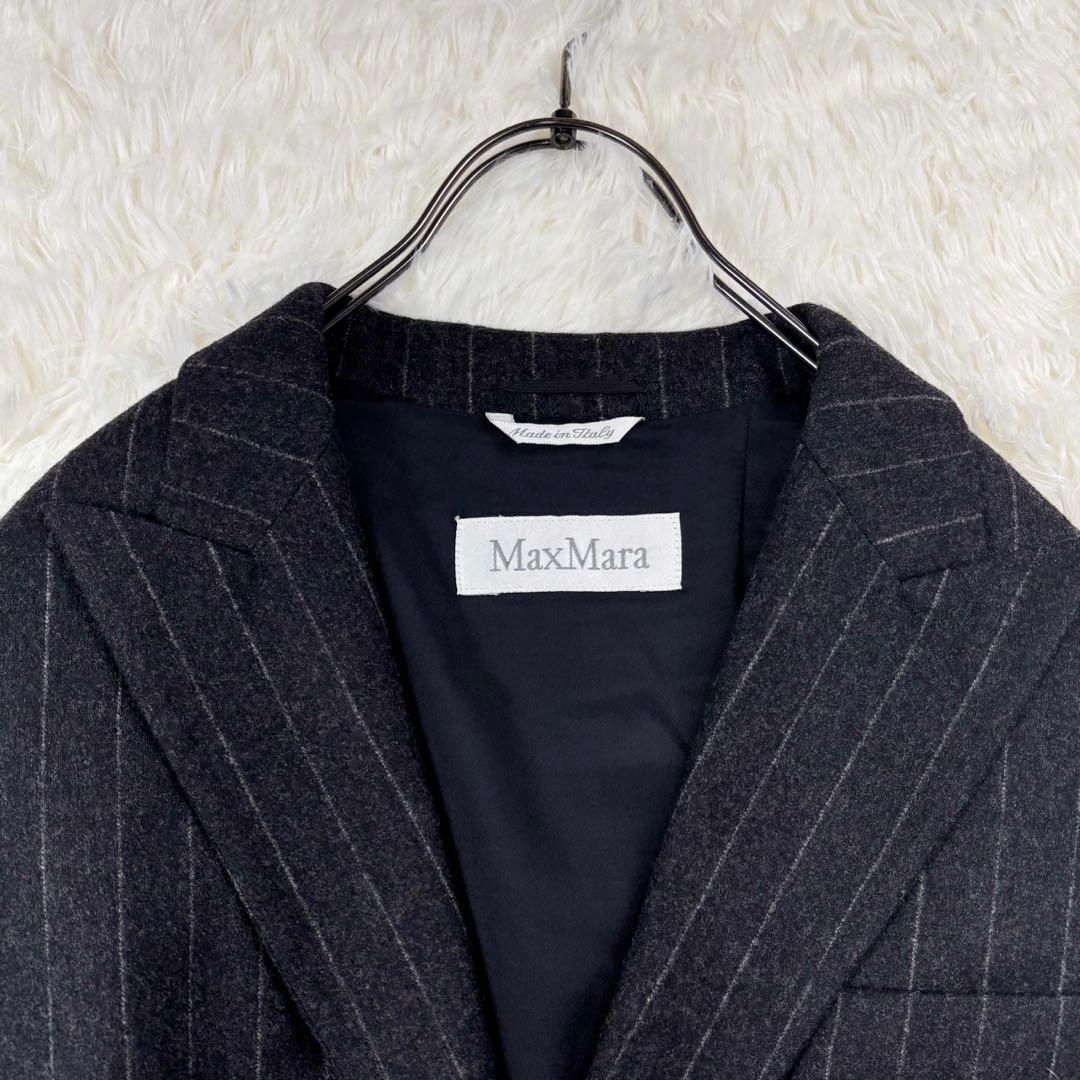 大きいサイズ 42◆美品◆白タグ MaxMara ストライプ ジャケット