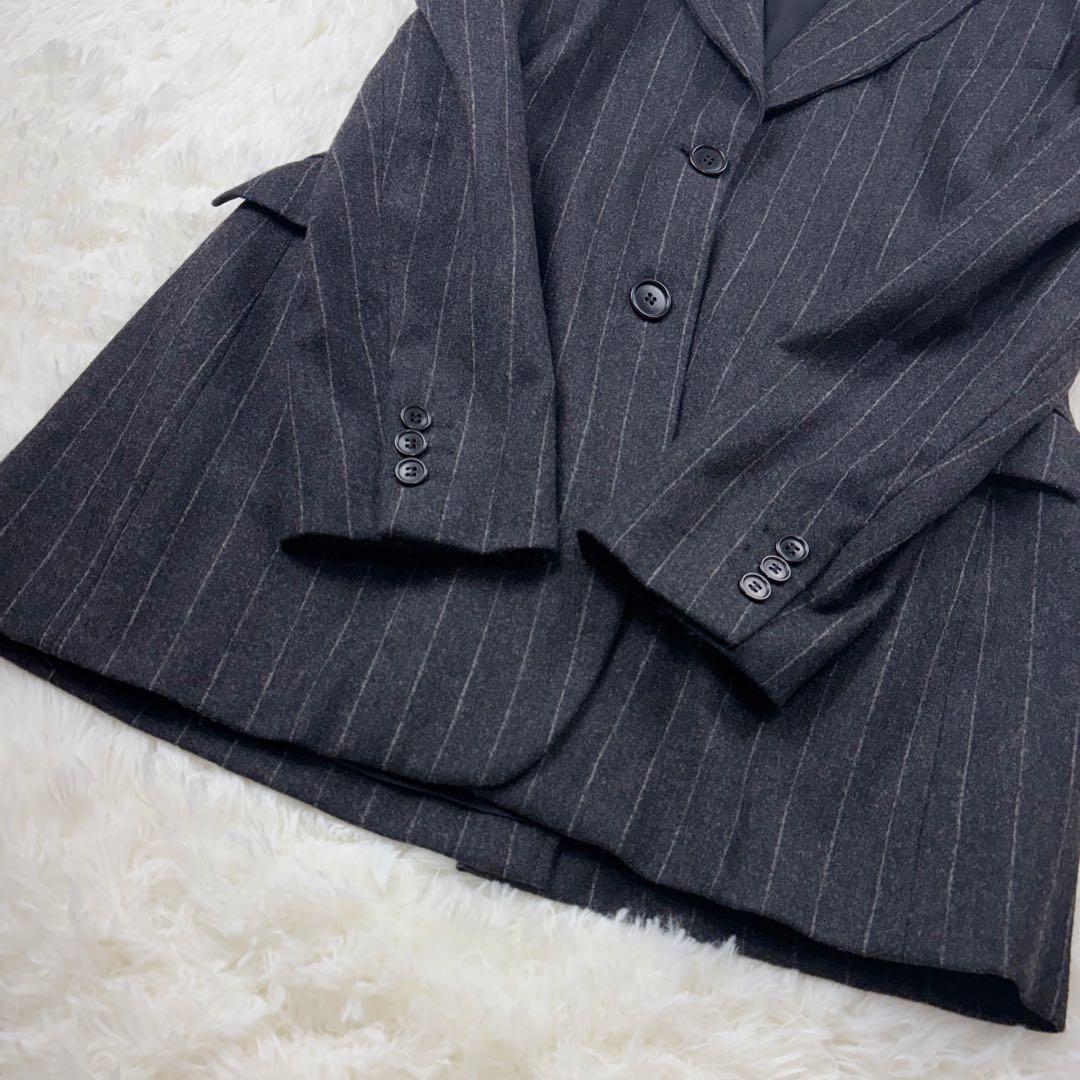 大きいサイズ 42◆美品◆白タグ MaxMara ストライプ ジャケット