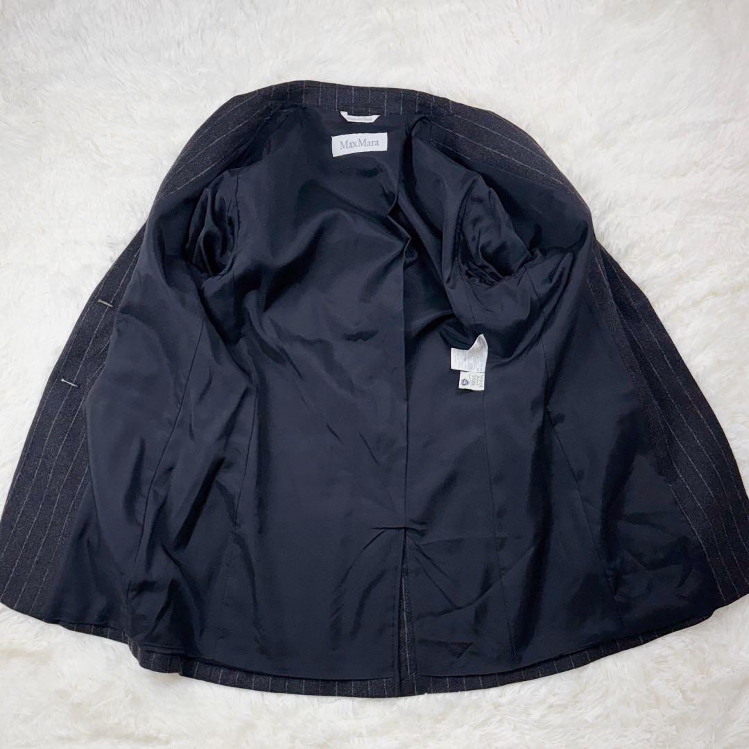 大きいサイズ 42◆美品◆白タグ MaxMara ストライプ ジャケット