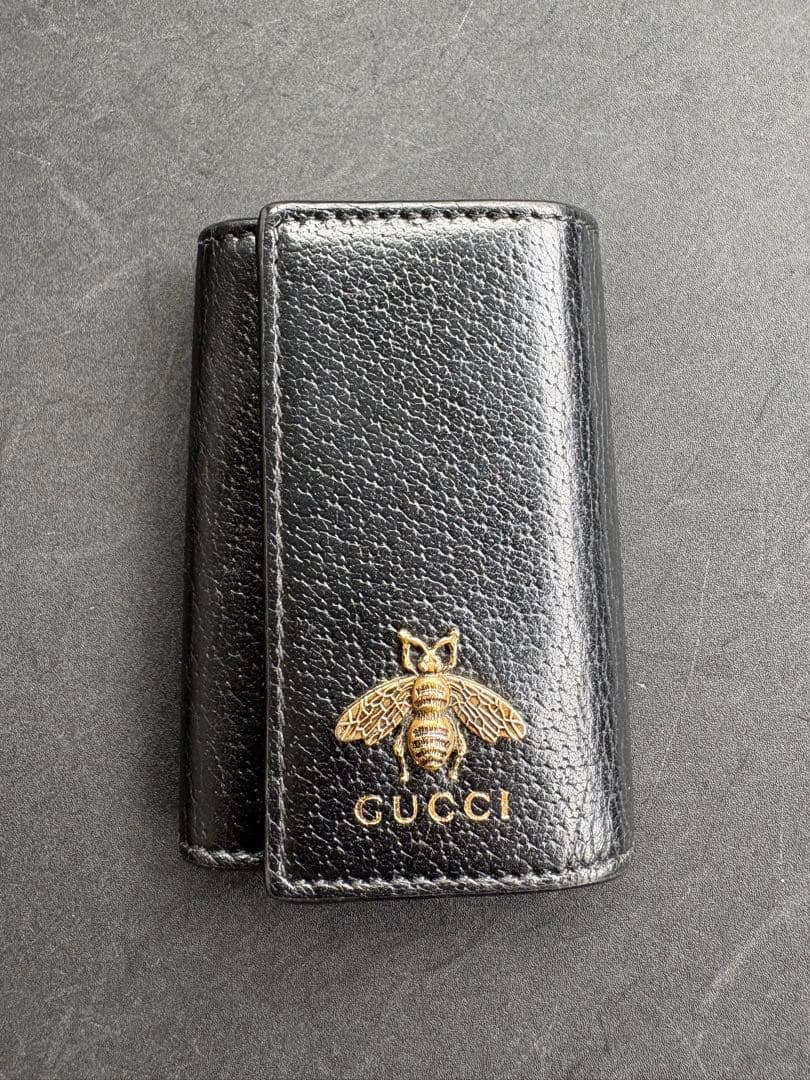 早い者勝ち‼️GUCCI ブラック レザー キーケース ケース付 523683