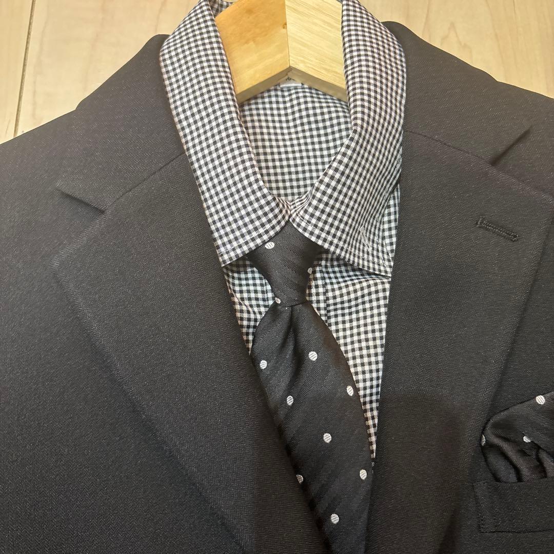 スーツ　フォーマル 卒業式 セット男子160黒 ストライプ