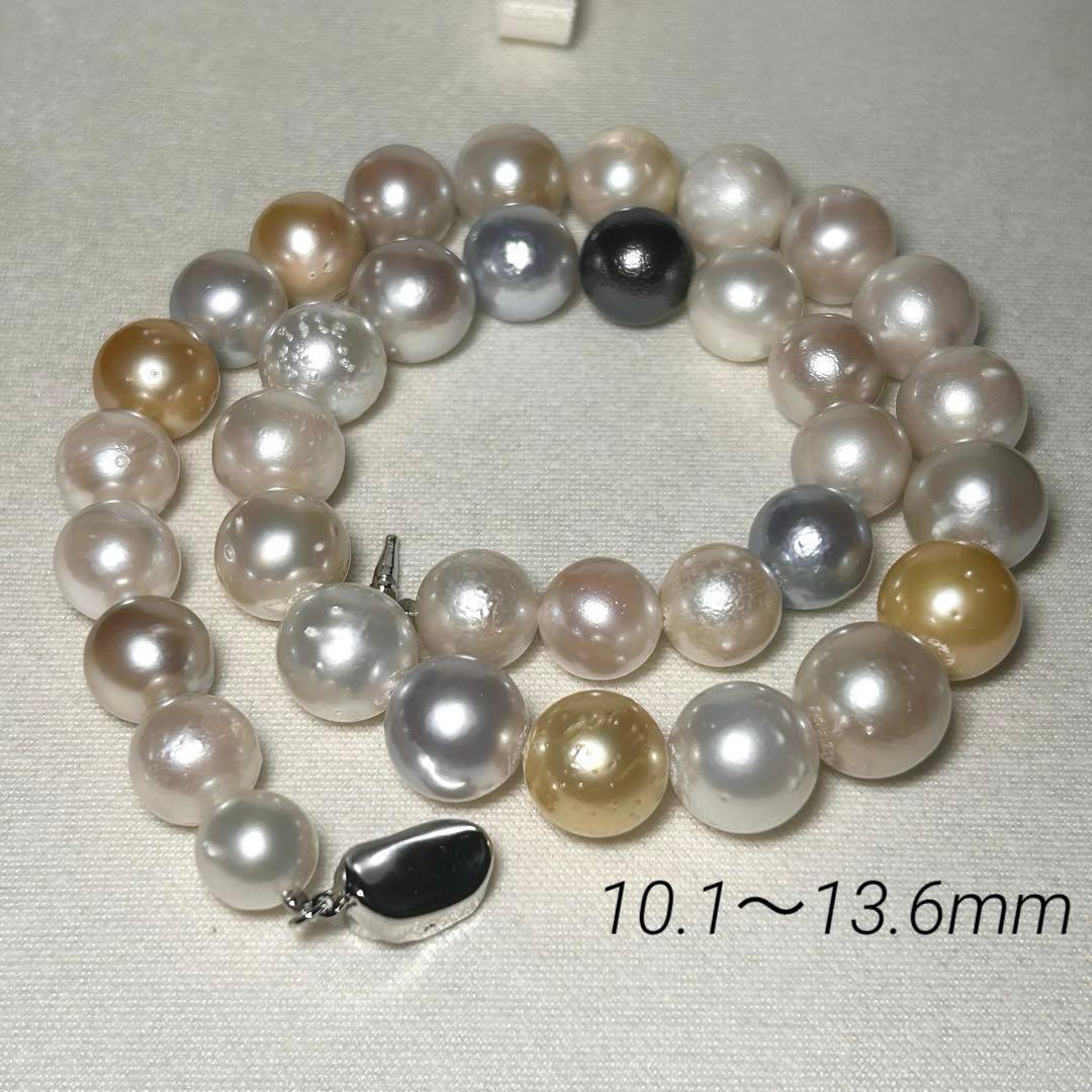 【テリ◎/大珠✨】黒蝶 白蝶 真珠 ネックレス 本真珠 パール マルチカラー