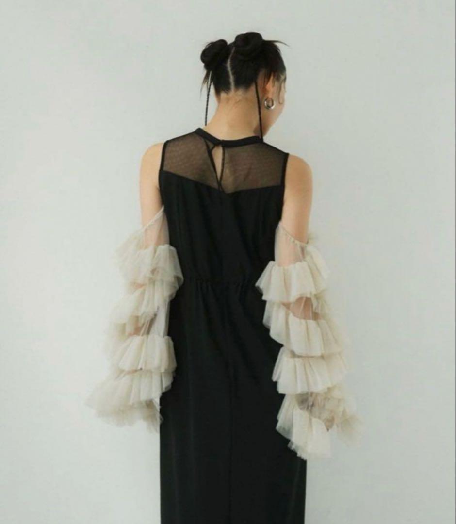 ANDRESD チュールフリルスリーブオケージョンドレス