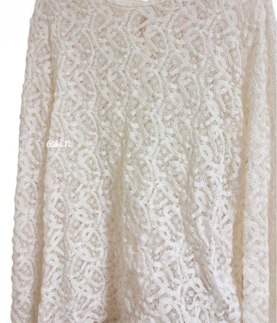 IENA ペイズリー ストレッチレースプルオーバー　ナチュラル　フリーサイズ