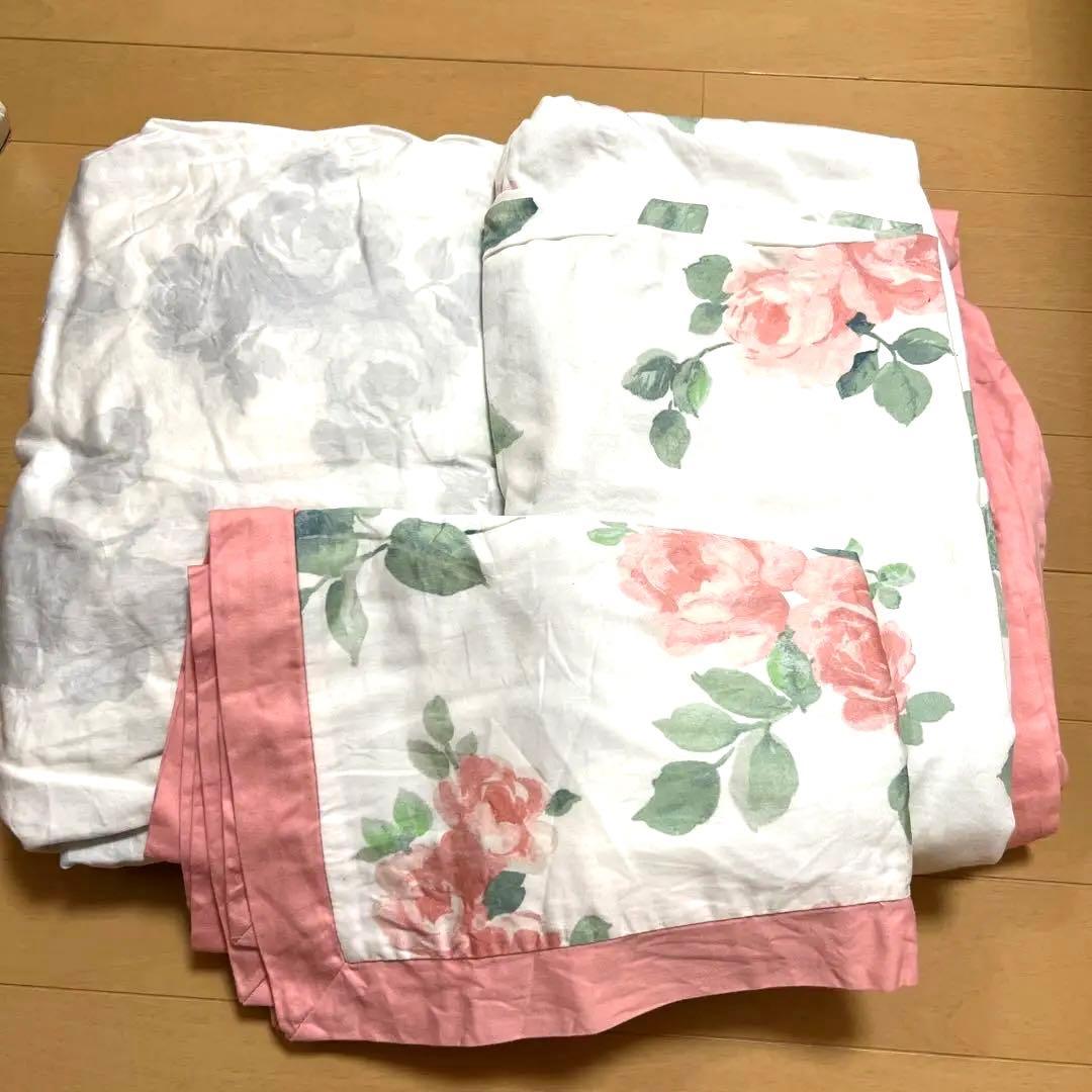 ローラアシュレイ　ダブル　掛布団カバー、ボックスシーツ、枕カバーセット