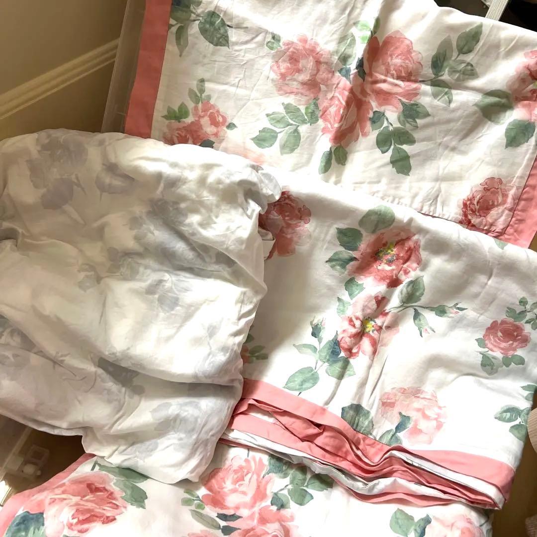 ローラアシュレイ　ダブル　掛布団カバー、ボックスシーツ、枕カバーセット