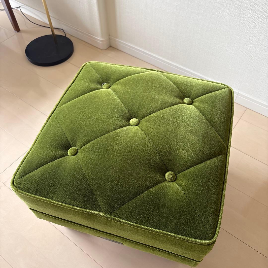美品 カリモク60 モケットグリーン オットマン