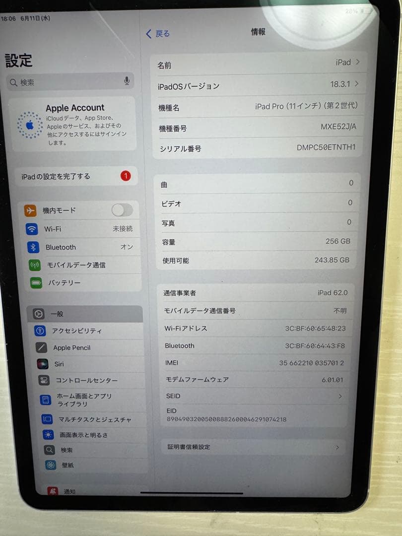 Apple iPad Pro 11インチ 第2世代 256GB