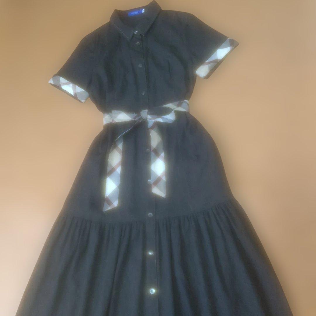 美品★ブルーレーベルクレストブリッジ★黒ロングワンピース★38