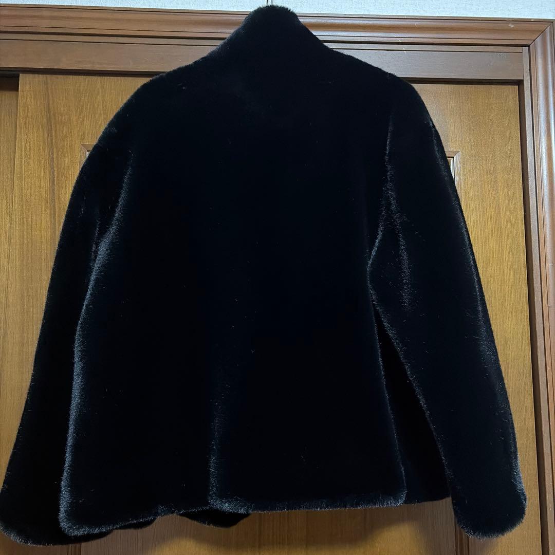 ZARA 黒 ファーコート Mサイズ ビジュー付き