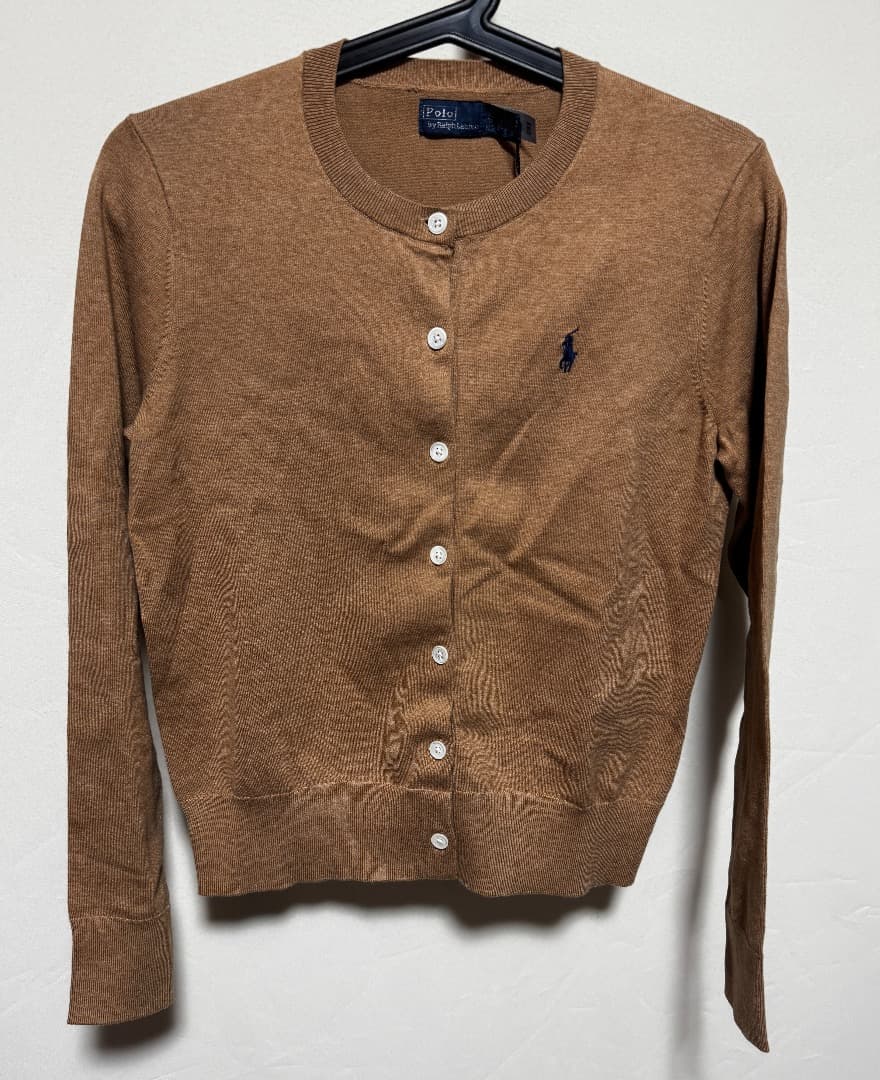 ポロラルフローレン　コットンクルーネックカーディガン キャメル サイズXS 新品